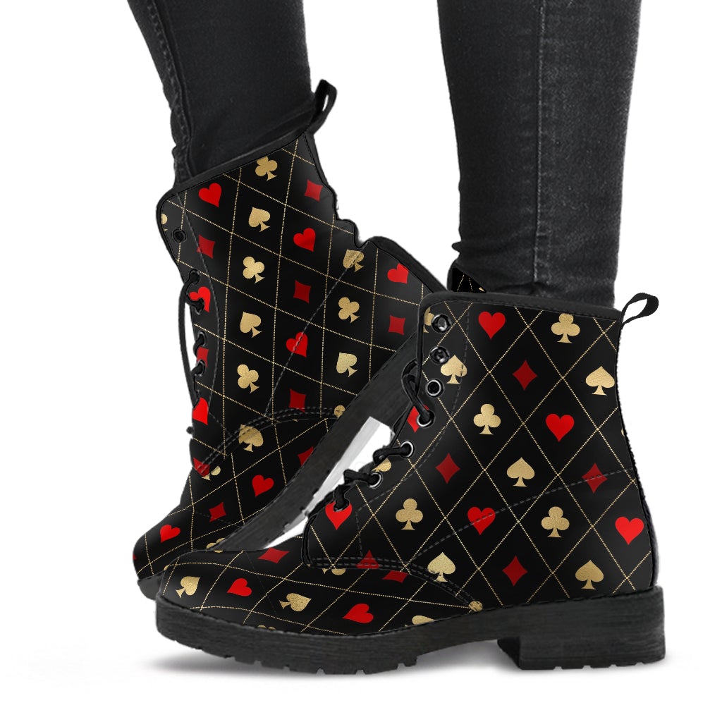 Combat Boots-Aces Design Unisex Boots Custom Shoes Hippie