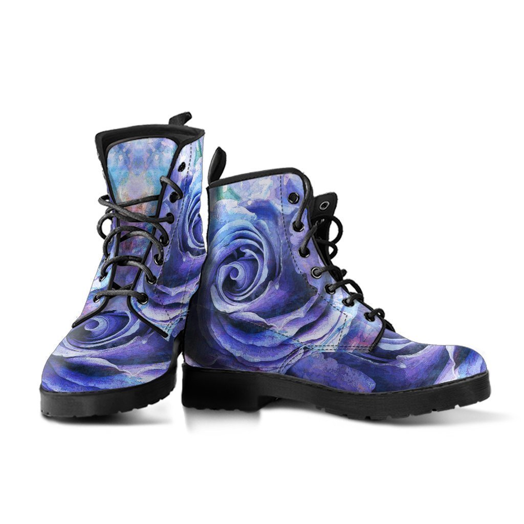 Combat Boots - Beautiful Purple Roses | Custom Shoes Purple