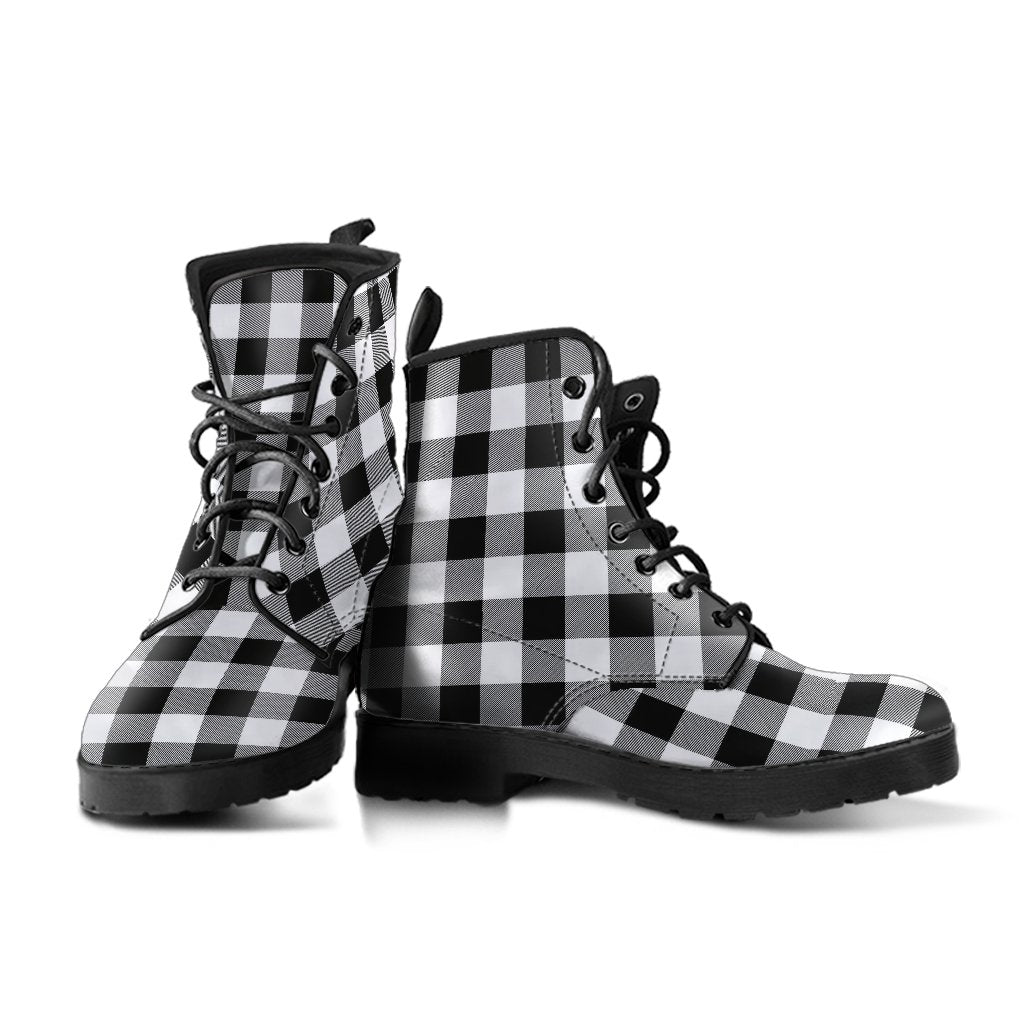 Combat Boots-Black and White Series 103 Vegan Leather