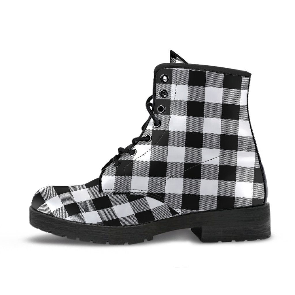 Combat Boots-Black and White Series 103 Vegan Leather