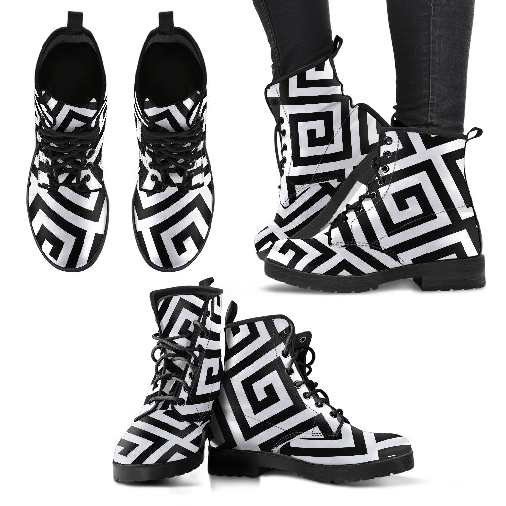Combat Boots-Black and White Series 121 Vegan Leather