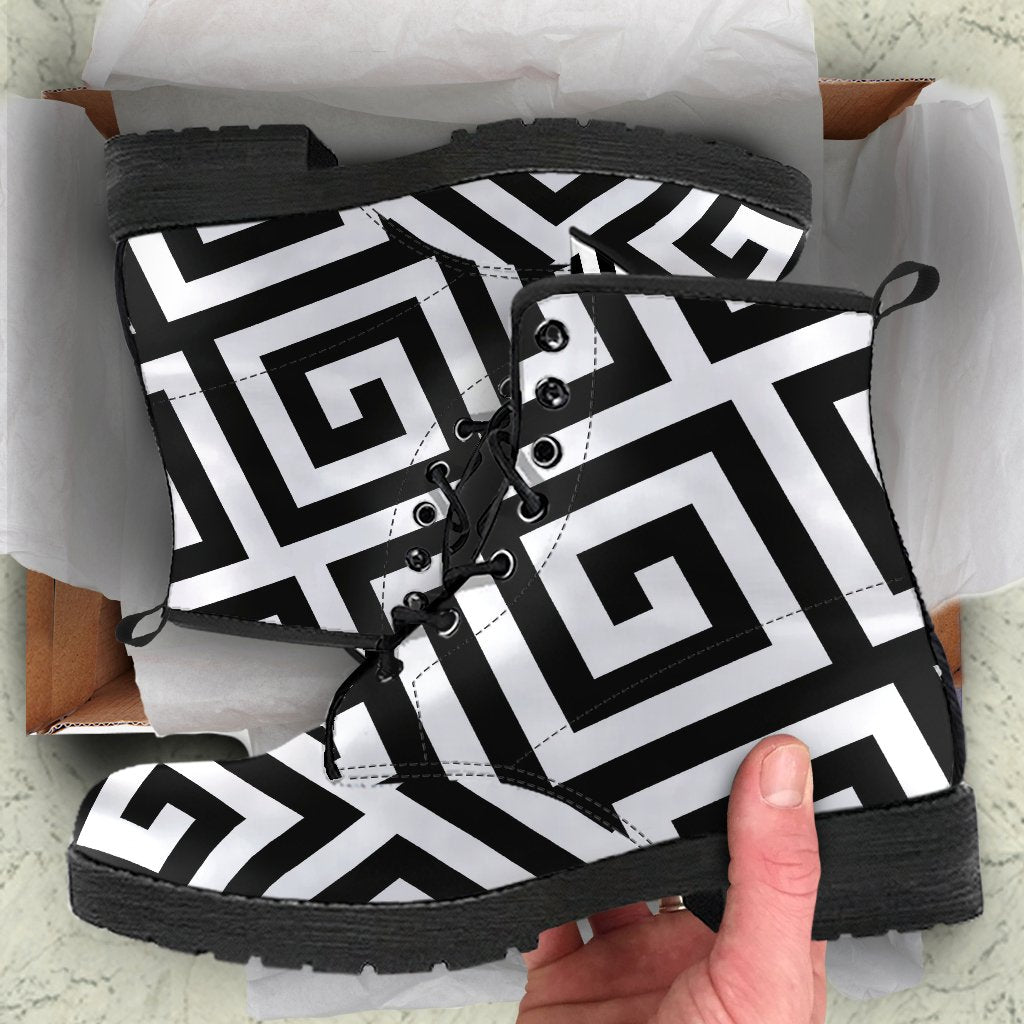 Combat Boots-Black and White Series 121 Vegan Leather