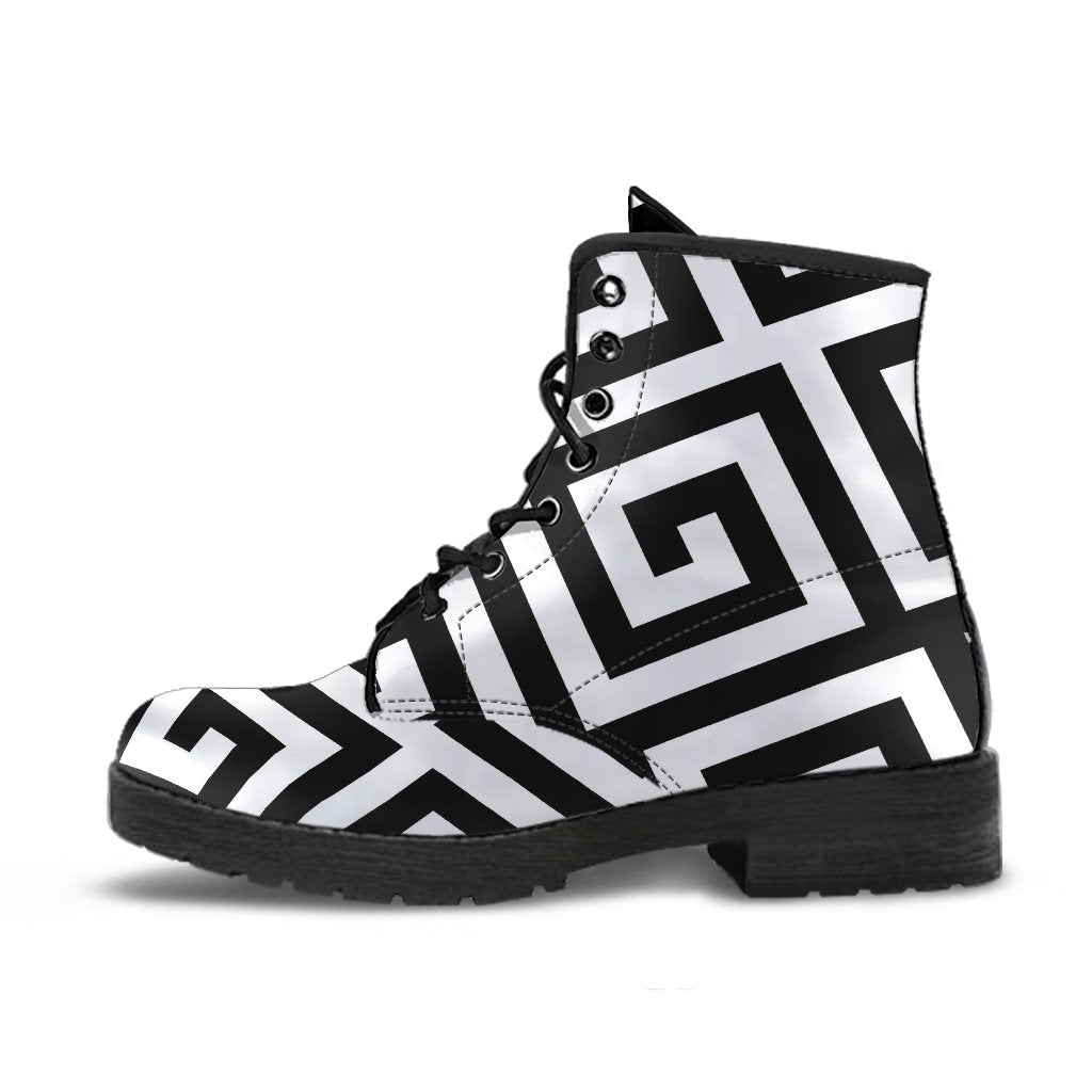 Combat Boots-Black and White Series 121 Vegan Leather