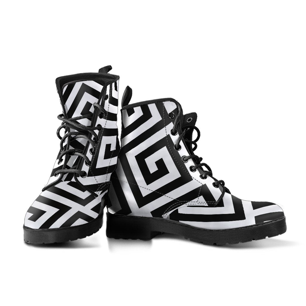 Combat Boots-Black and White Series 121 Vegan Leather