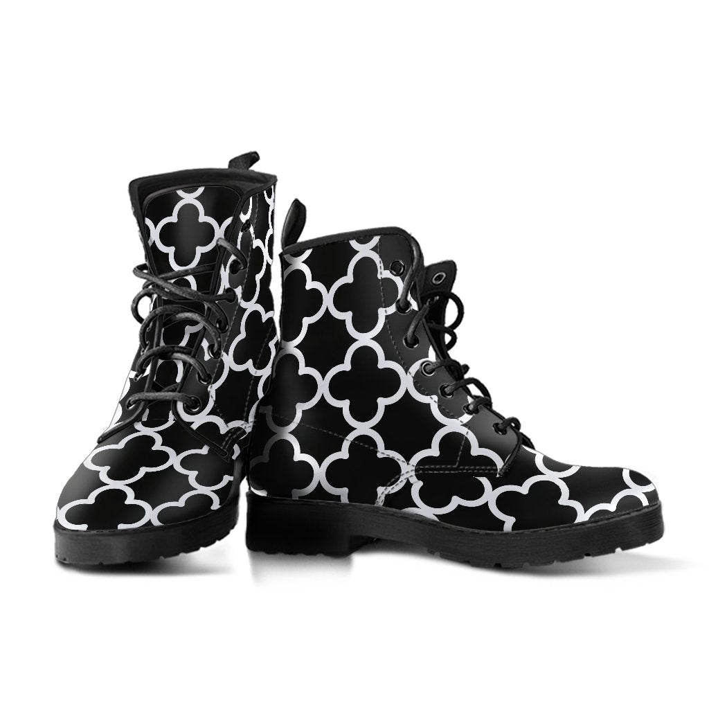 Combat Boots-Black and White Series 127 Vegan Leather
