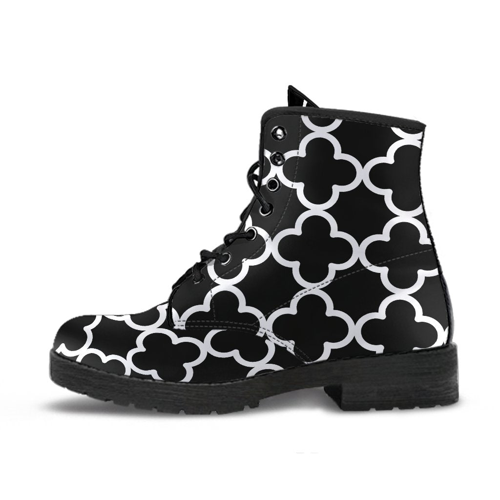 Combat Boots-Black and White Series 127 Vegan Leather
