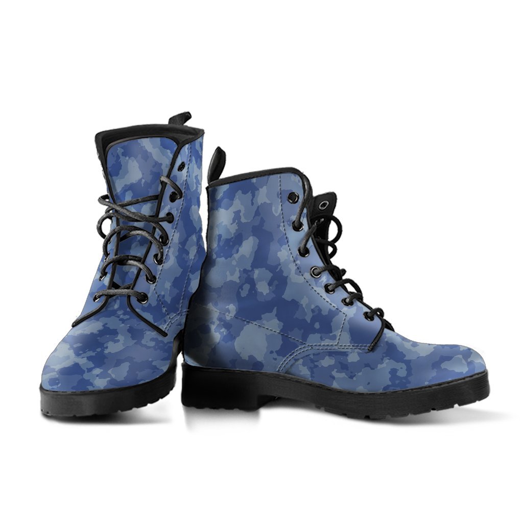 Combat Boots - Blue Camouflage | Boho Shoes Handmade Lace