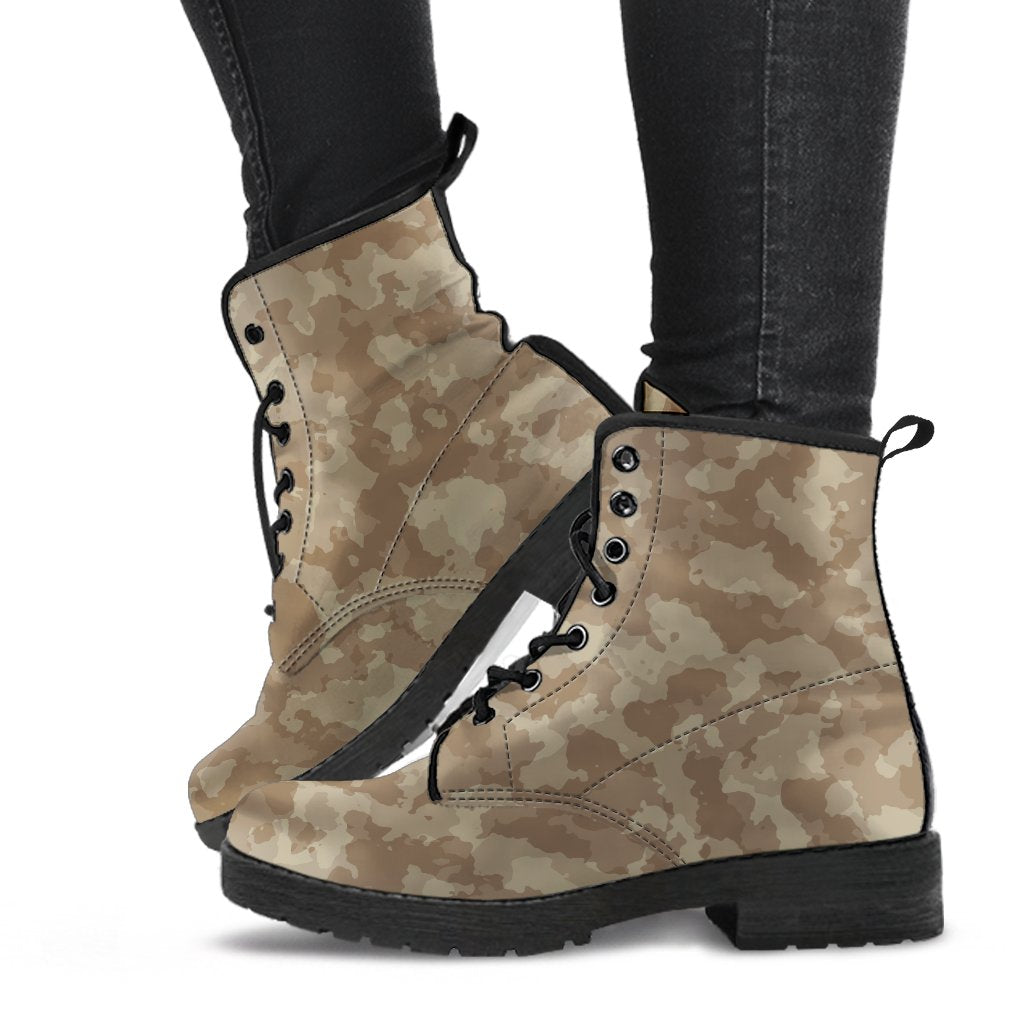Combat Boots - Brown Camouflage | Boho Shoes Handmade Lace