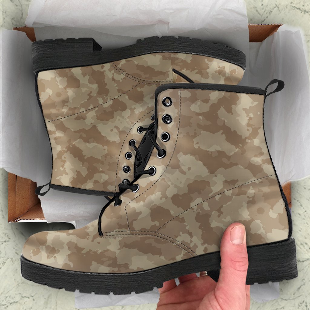 Combat Boots - Brown Camouflage | Boho Shoes Handmade Lace