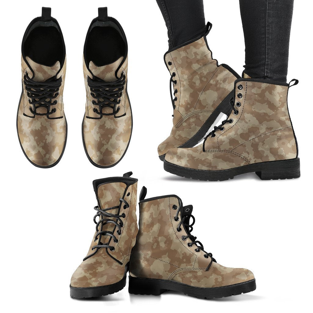 Combat Boots - Brown Camouflage | Boho Shoes Handmade Lace