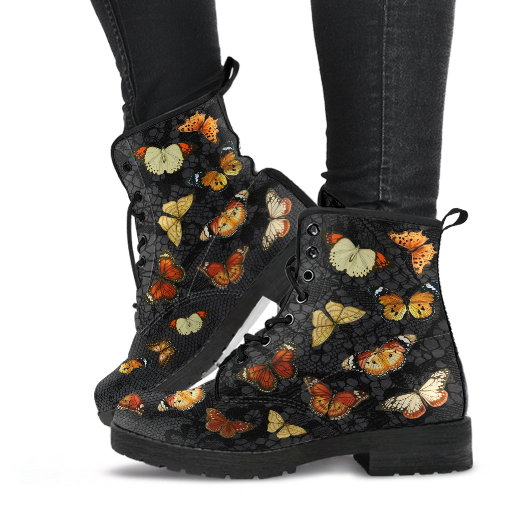 Combat Boots - Butterfly Shoes #102 Vintage Black Lace
