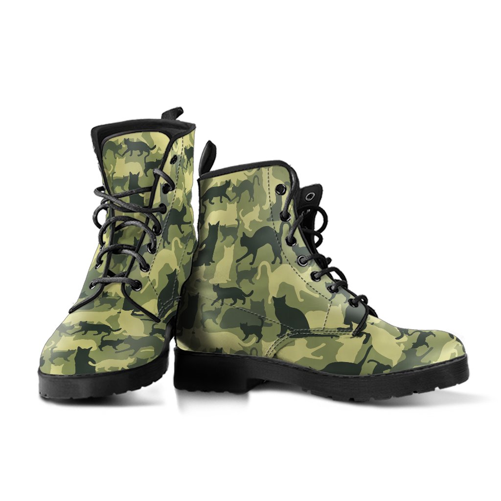 Combat Boots - Cat Camouflage | Boho Shoes Handmade Lace Up 