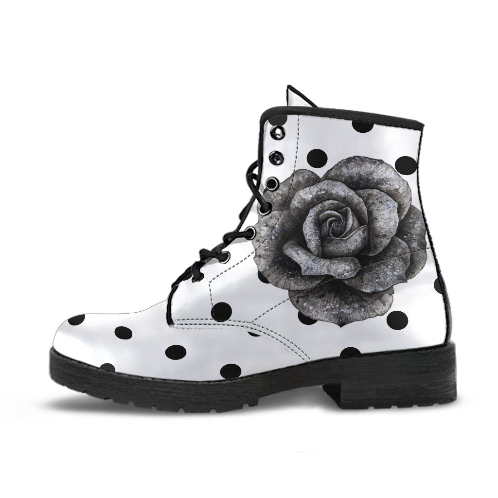 Combat Boots - Classic Rose Polka Dots | Boho Shoes Handmade