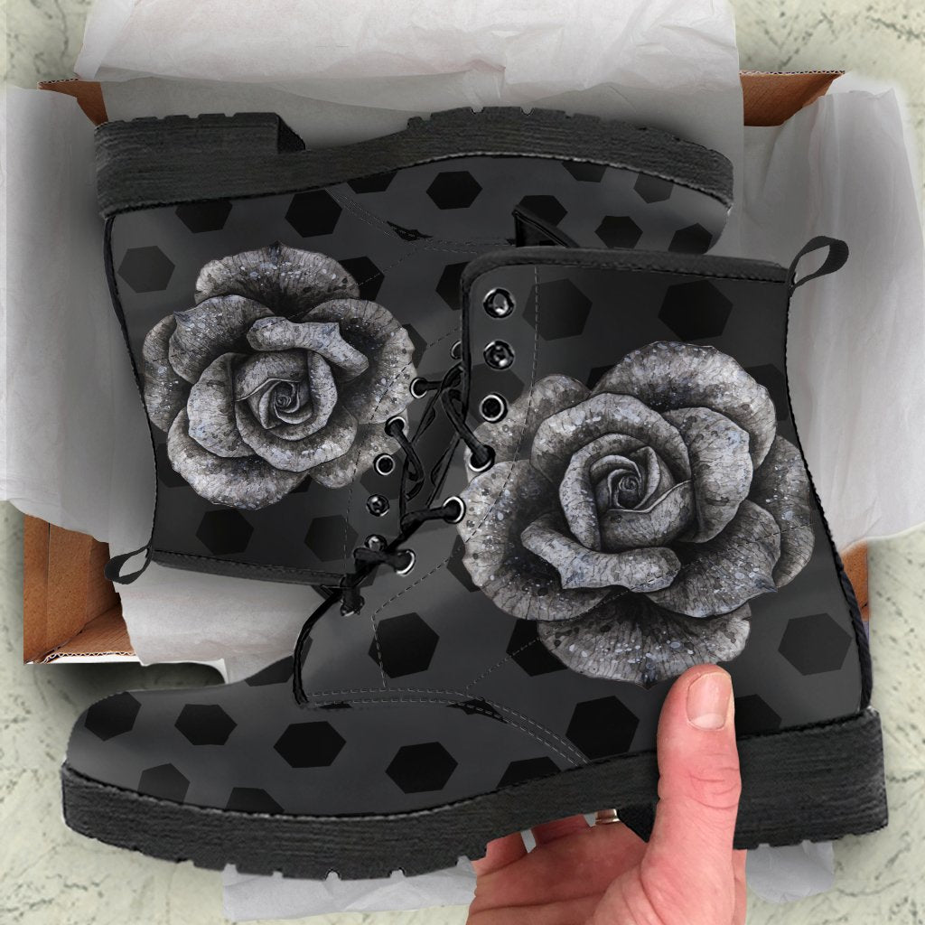 Combat Boots - Classic Roses | Boho Shoes Goth Boots Gothic 