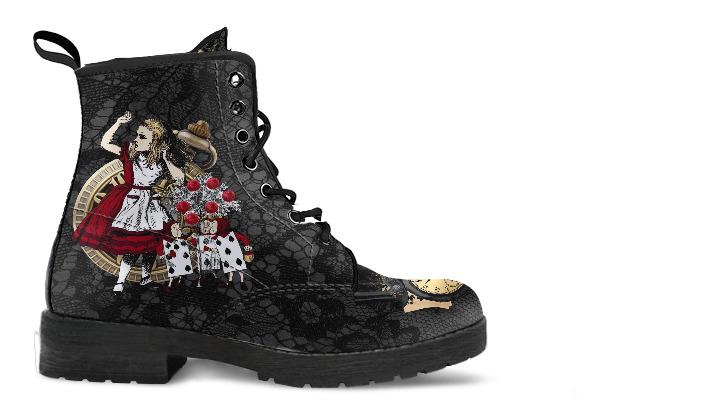Combat Boots (custom design)-Alice in Wonderland #34 Red