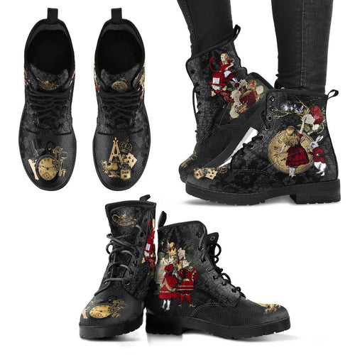 Combat Boots (custom design)-Alice in Wonderland #34 Red
