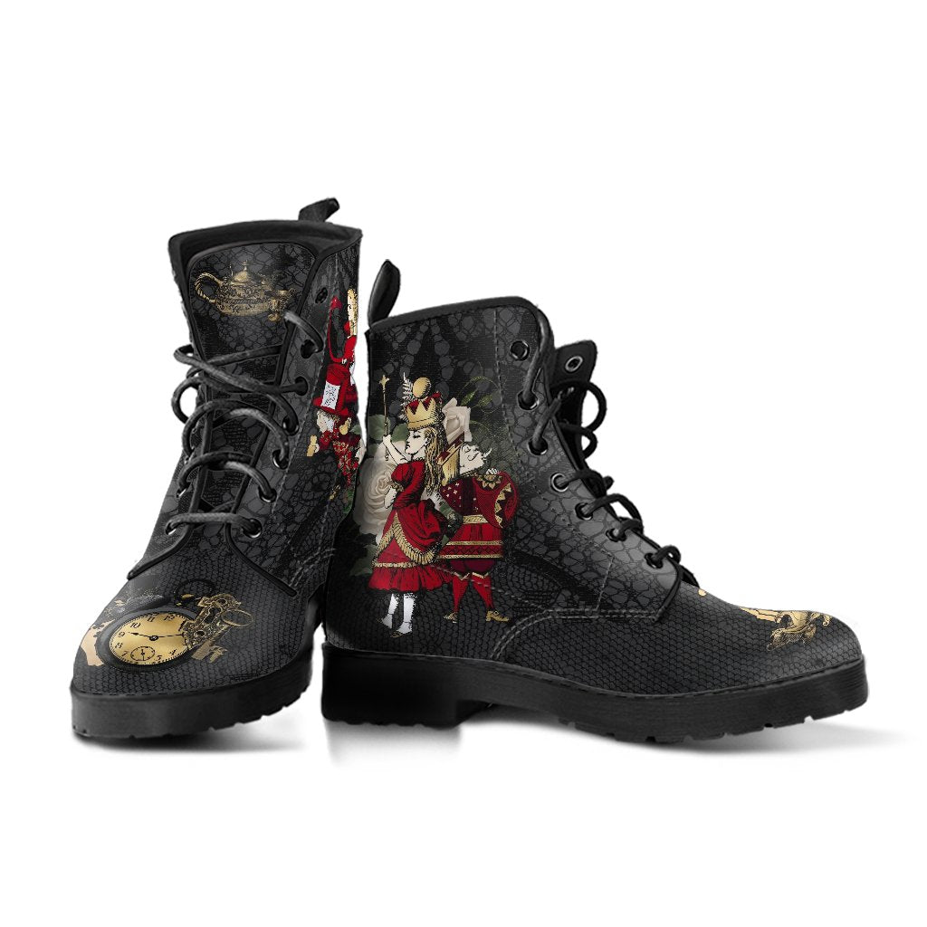 Combat Boots (custom design)-Alice in Wonderland #34 Red