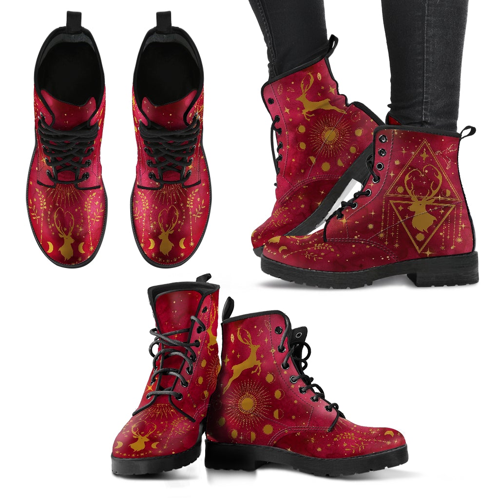 Combat Boots - Deer Celestial #101 Custom Shoes Women’s