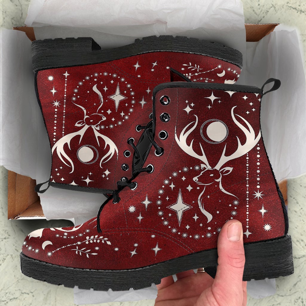 Combat Boots - Deer Celestial #102 Custom Shoes Women’s