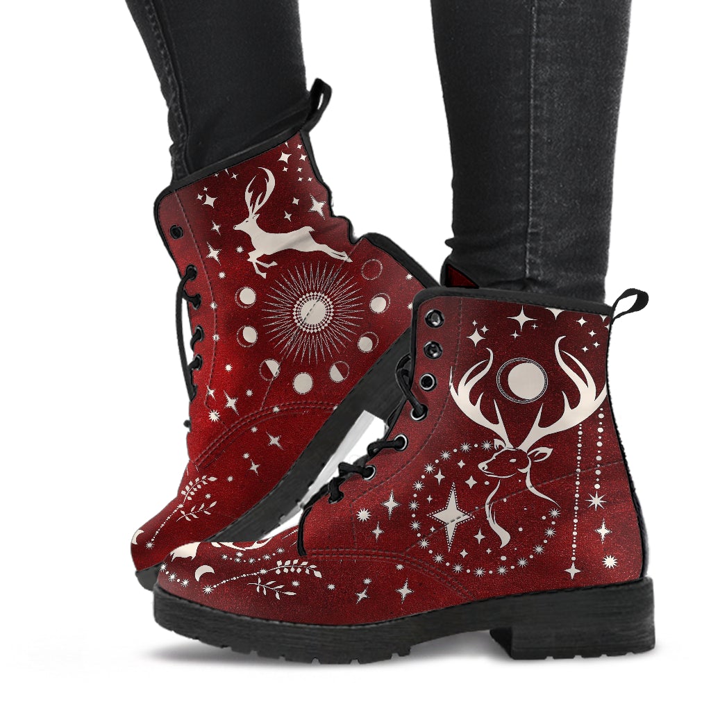 Combat Boots - Deer Celestial #102 Custom Shoes Women’s