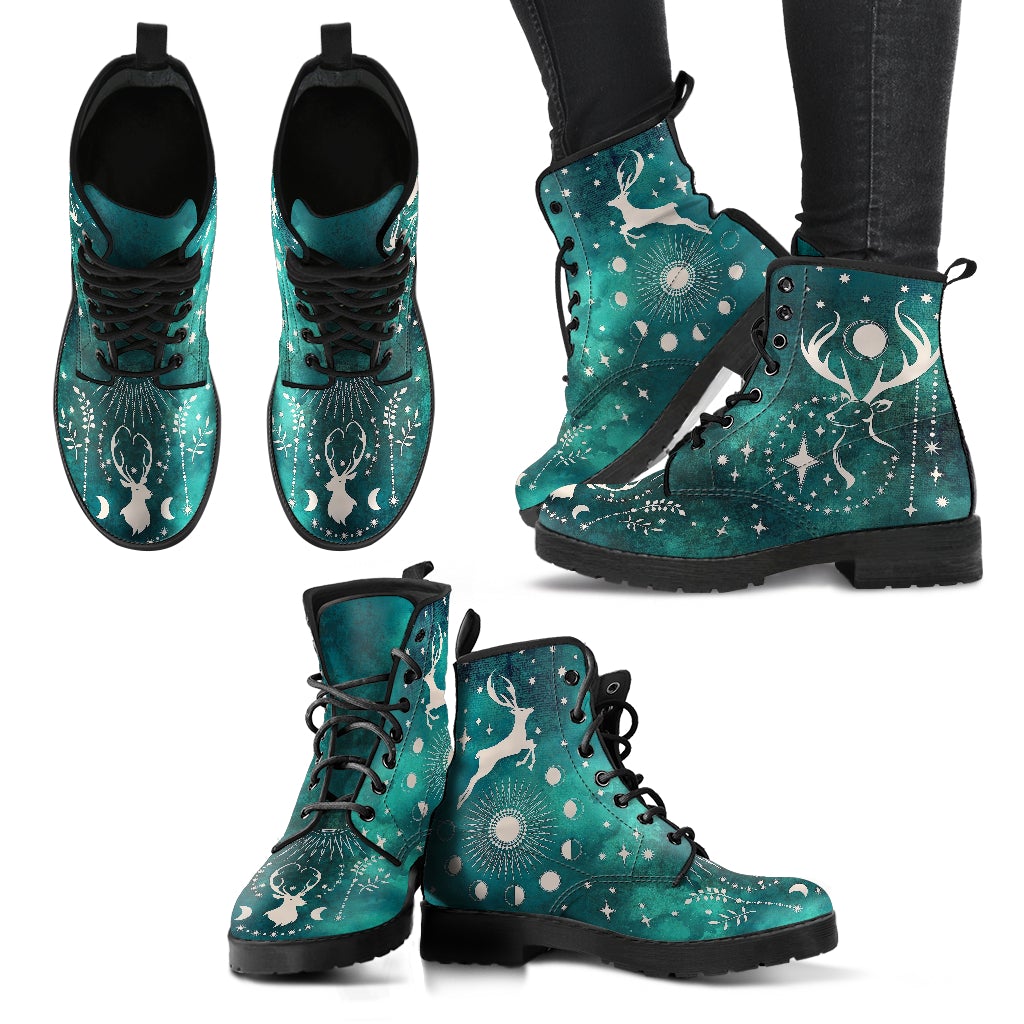 Combat Boots - Deer Celestial #103 Custom Shoes Women’s