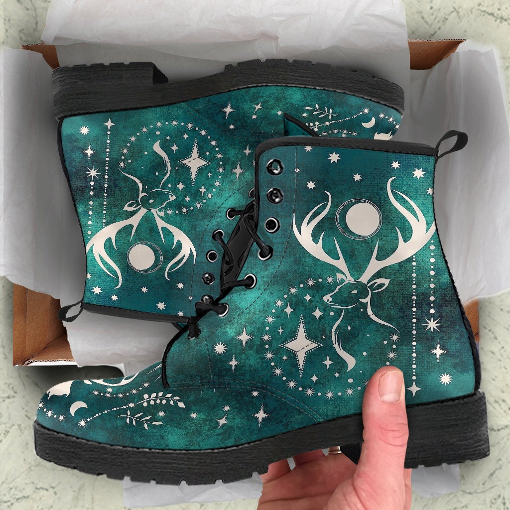 Combat Boots - Deer Celestial #103 Custom Shoes Women’s