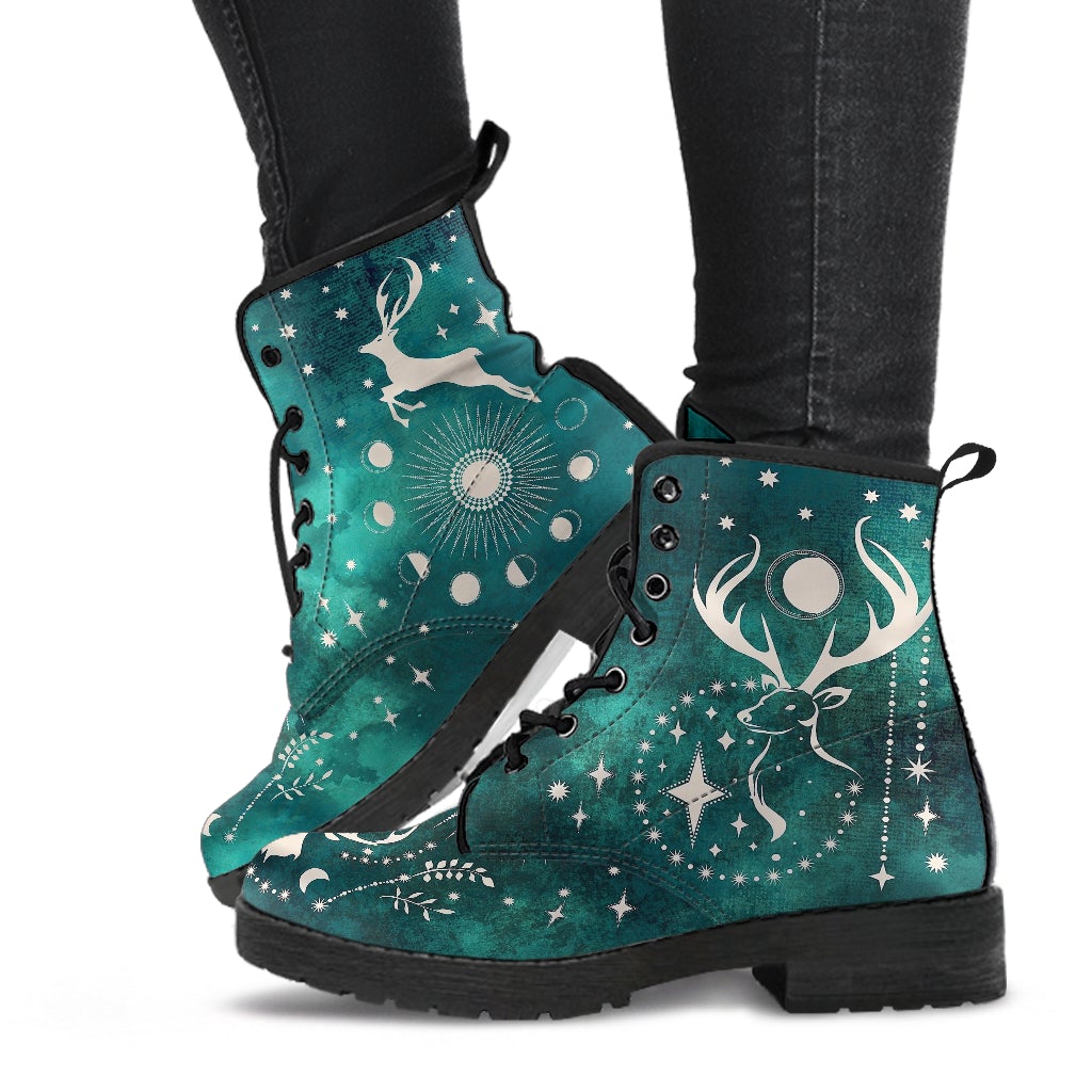 Combat Boots - Deer Celestial #103 Custom Shoes Women’s