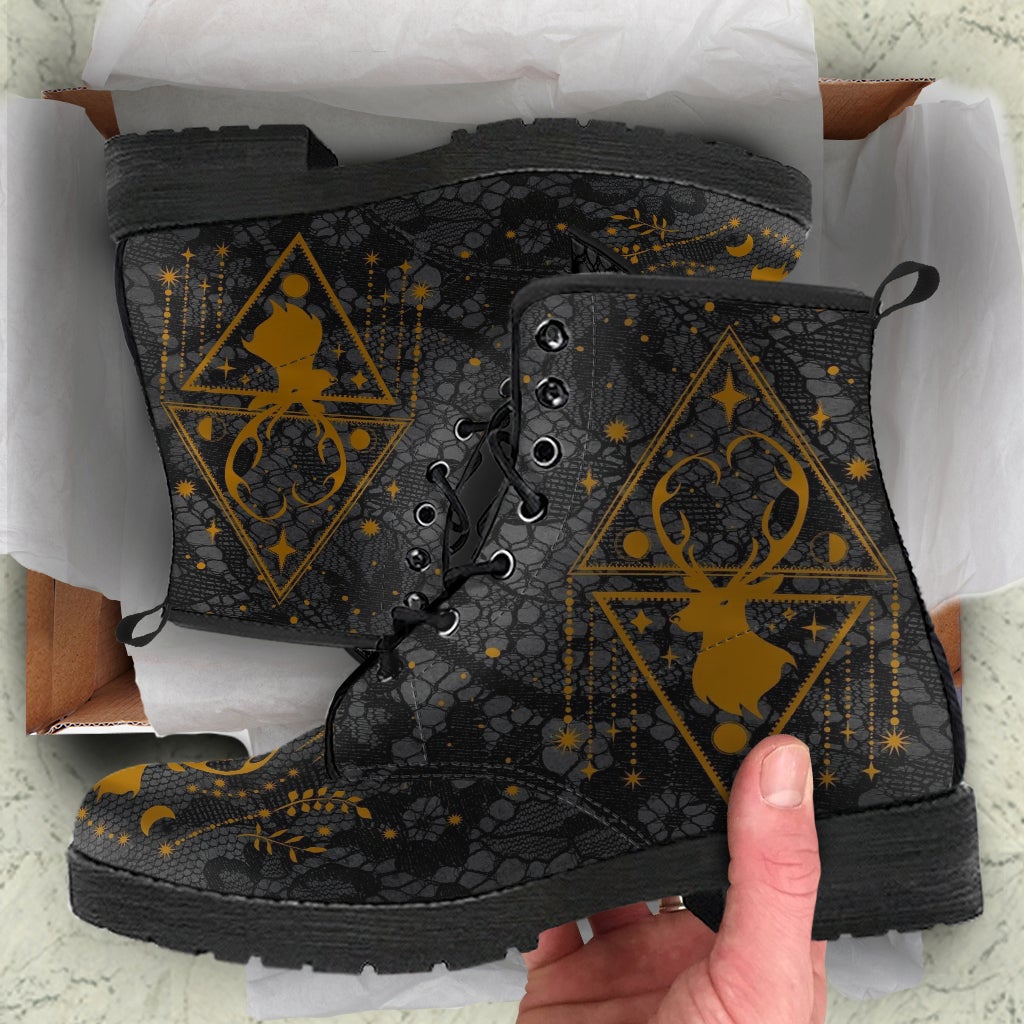 Combat Boots - Deer Celestial #104 Custom Shoes Women’s