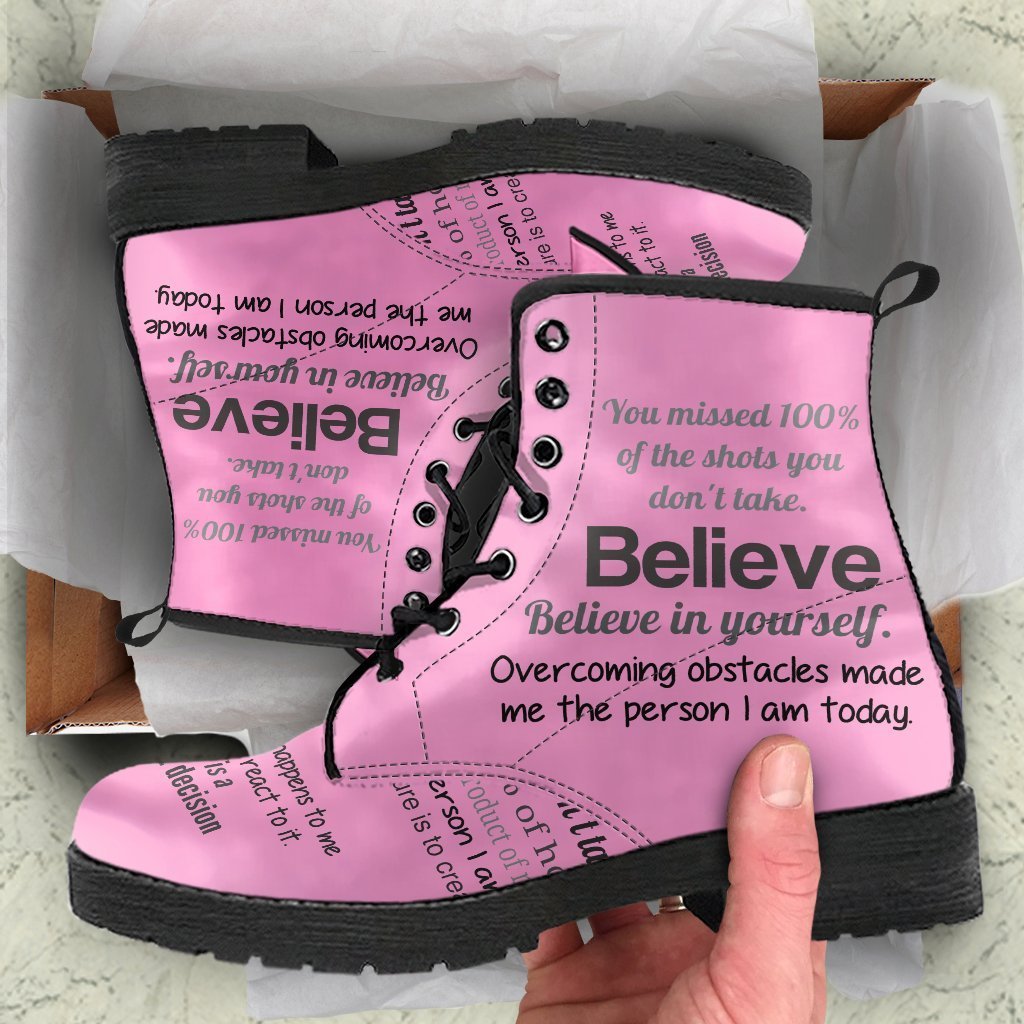 Combat Boots - Dream Love Believe | Boho Shoes Handmade Lace