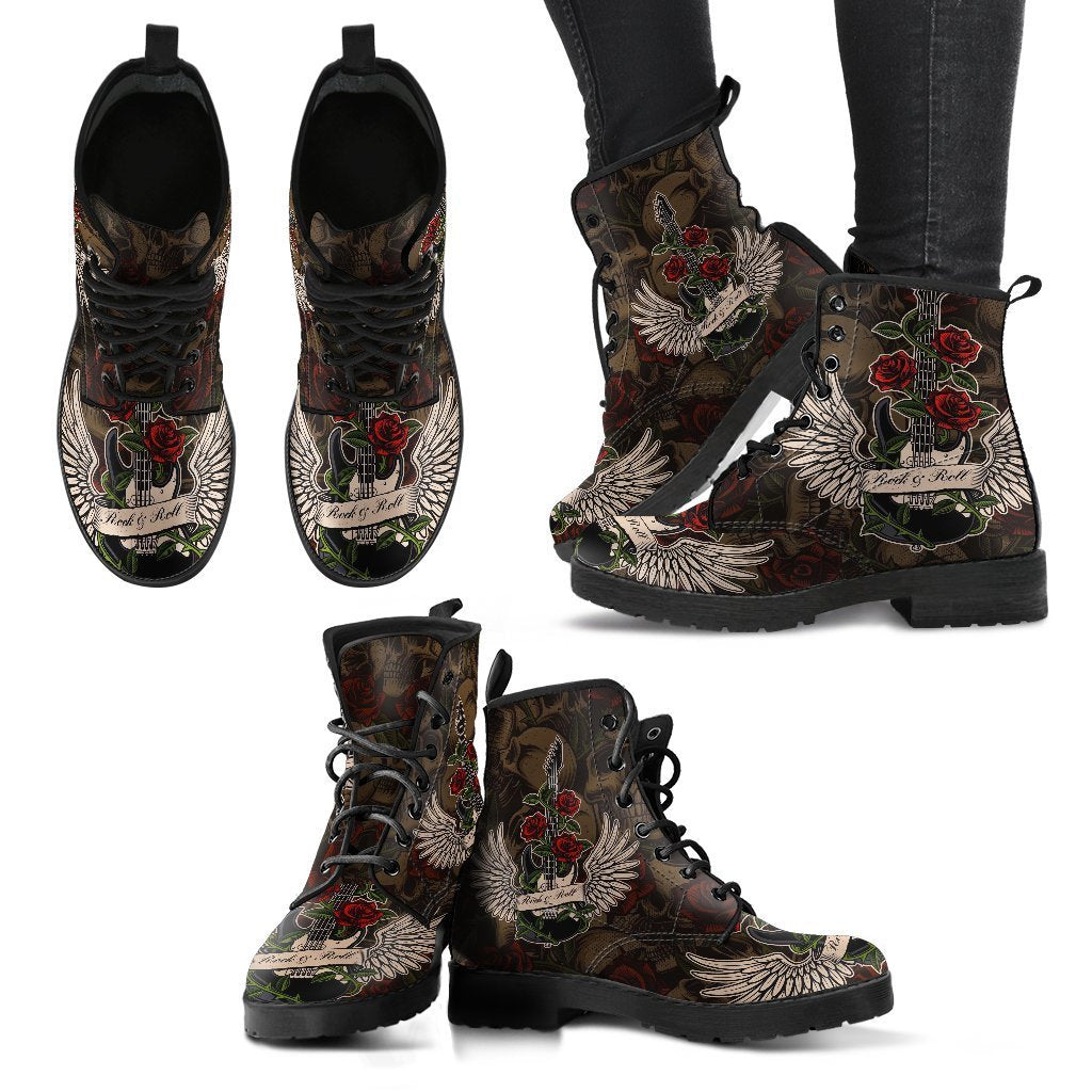 Combat Boots - Electric Guitar #11 Skulls & Roses