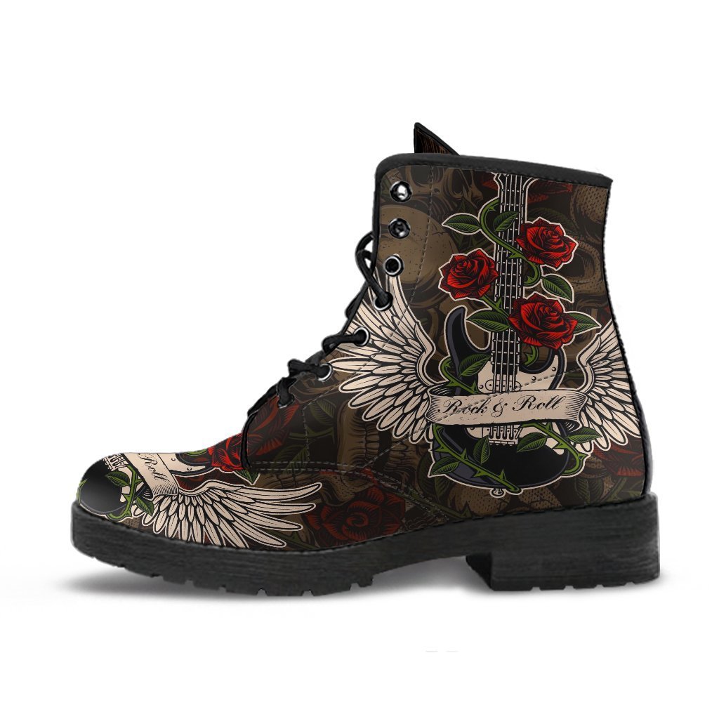 Combat Boots - Electric Guitar #11 Skulls & Roses