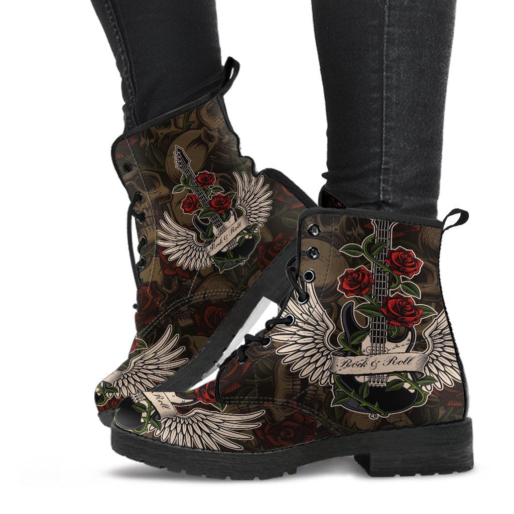 Combat Boots - Electric Guitar #11 Skulls & Roses