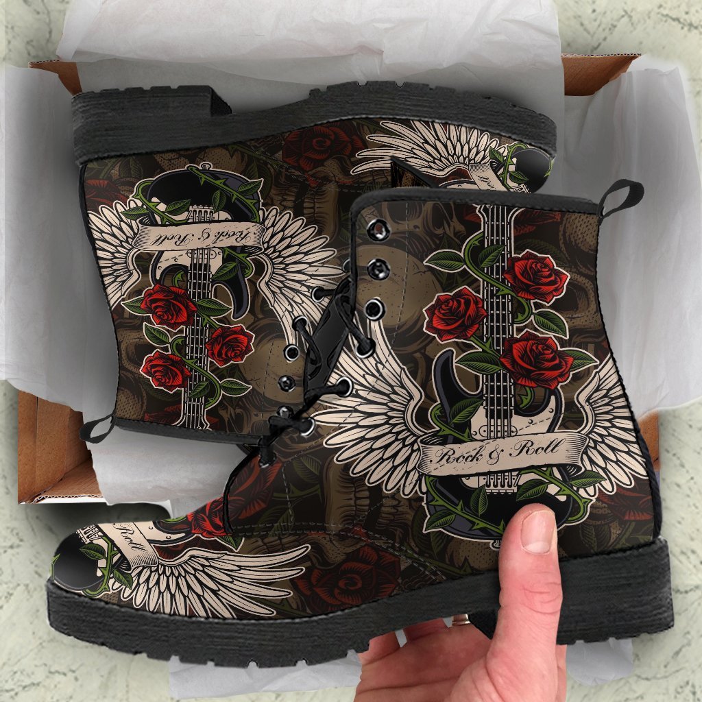 Combat Boots - Electric Guitar #11 Skulls & Roses