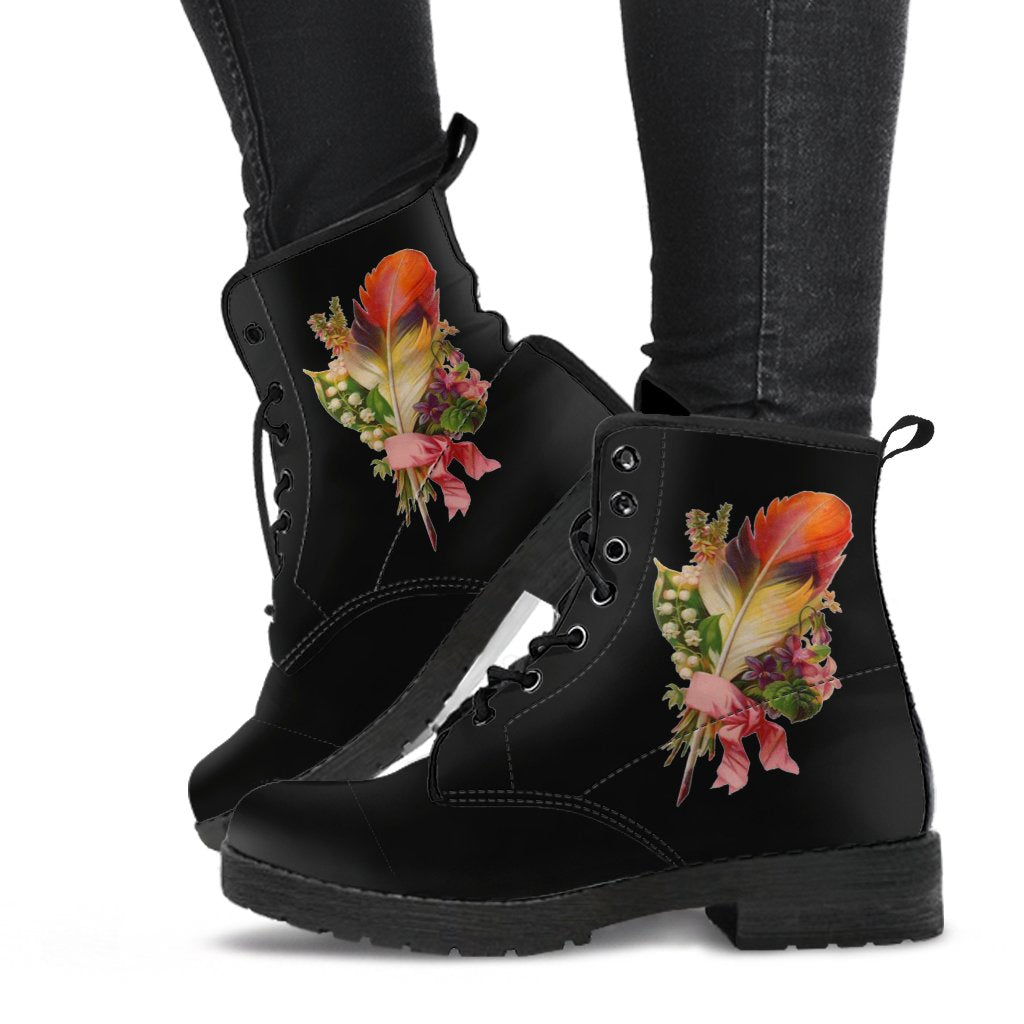 Combat Boots - Feather Quills | Black Boots Black Hipster 