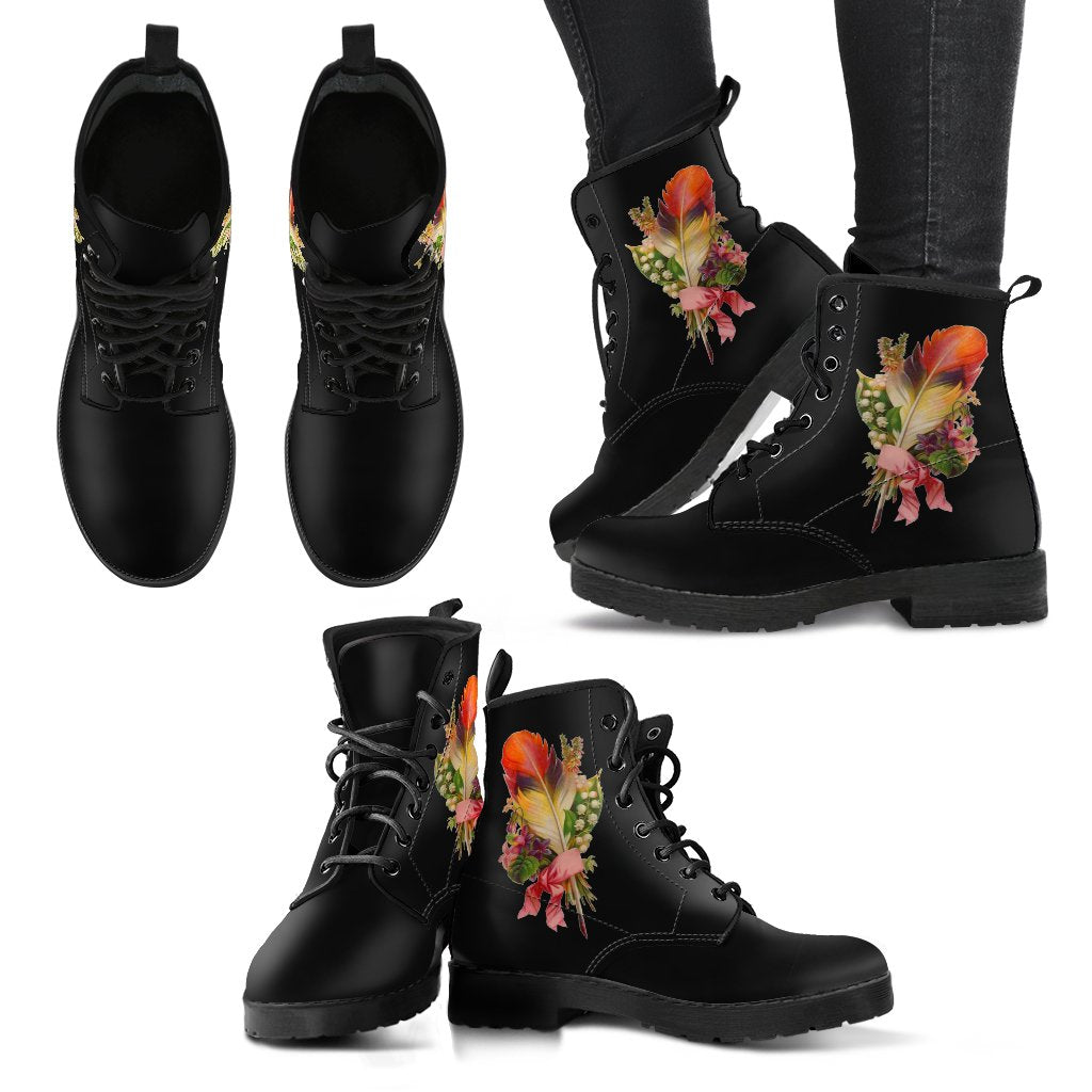 Combat Boots - Feather Quills | Black Boots Black Hipster 