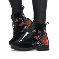 Combat Boots for Women - Butterfly and Flowers Handcrafted
