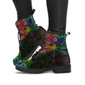 Combat Boots for Women - Mandala Dragonfly Chakra Color