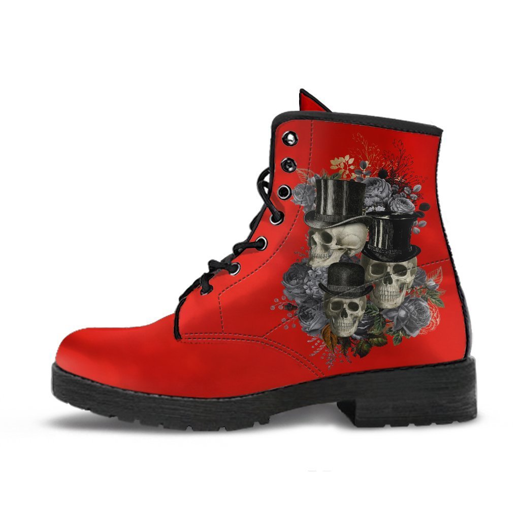Combat Boots - Goth Shoes #13 Simply Red | Vegan Leather