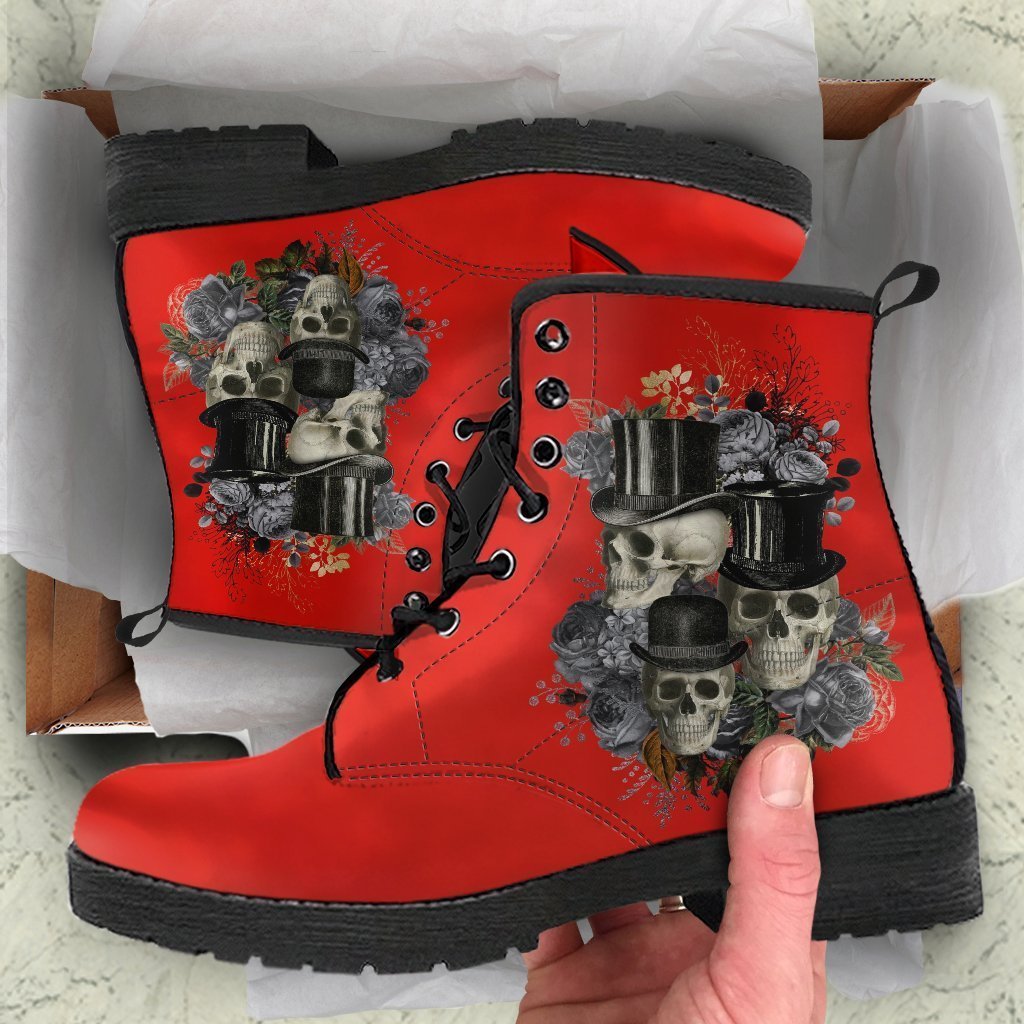 Combat Boots - Goth Shoes #13 Simply Red | Vegan Leather