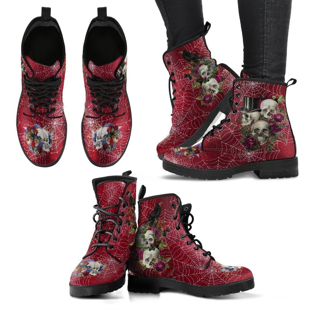 Combat Boots - Goth Shoes #21 Spiderweb Boots | Vegan