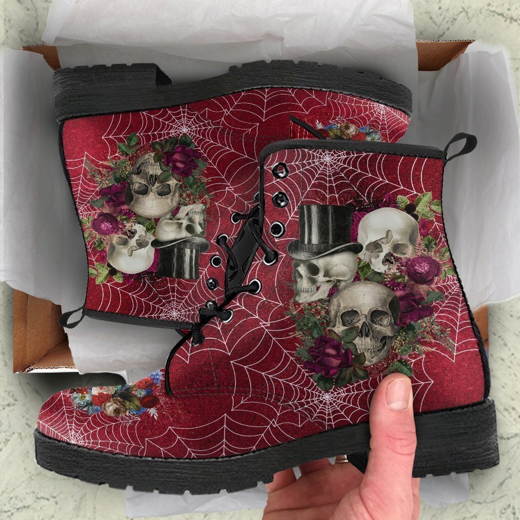 Combat Boots - Goth Shoes #21 Spiderweb Boots | Vegan