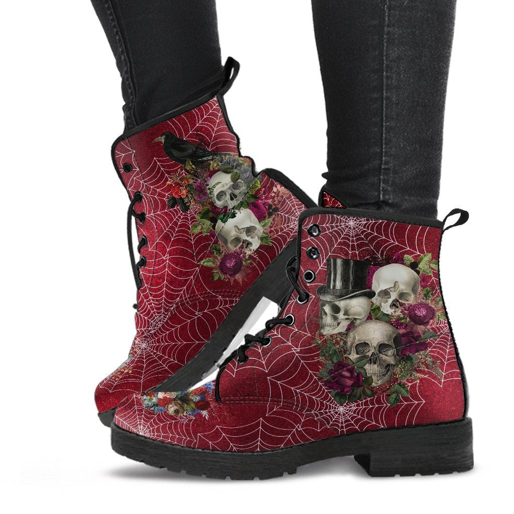 Combat Boots - Goth Shoes #21 Spiderweb Boots | Vegan