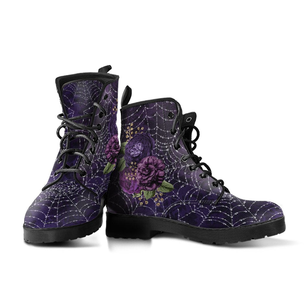 Combat Boots - Goth Shoes #33 Purple Spiderweb Boots | 