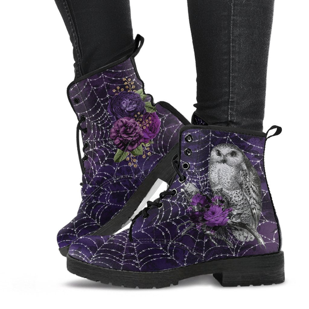 Combat Boots - Goth Shoes #33 Purple Spiderweb Boots | 