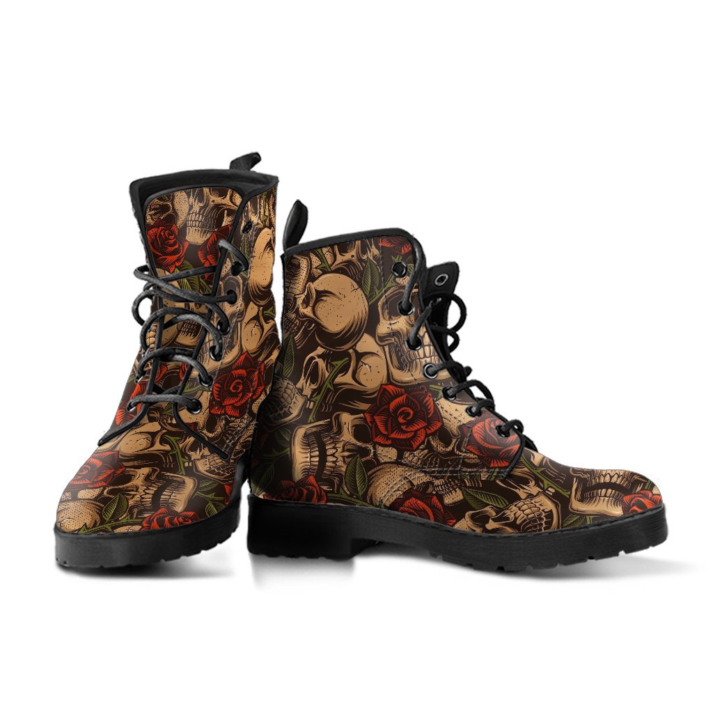 Combat Boots - Goth Shoes #41 Skulls & Roses | Vegan