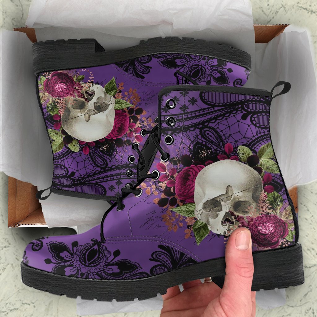 Combat Boots-Gothic Lace Print 103 Goth | ACES INFINITY
