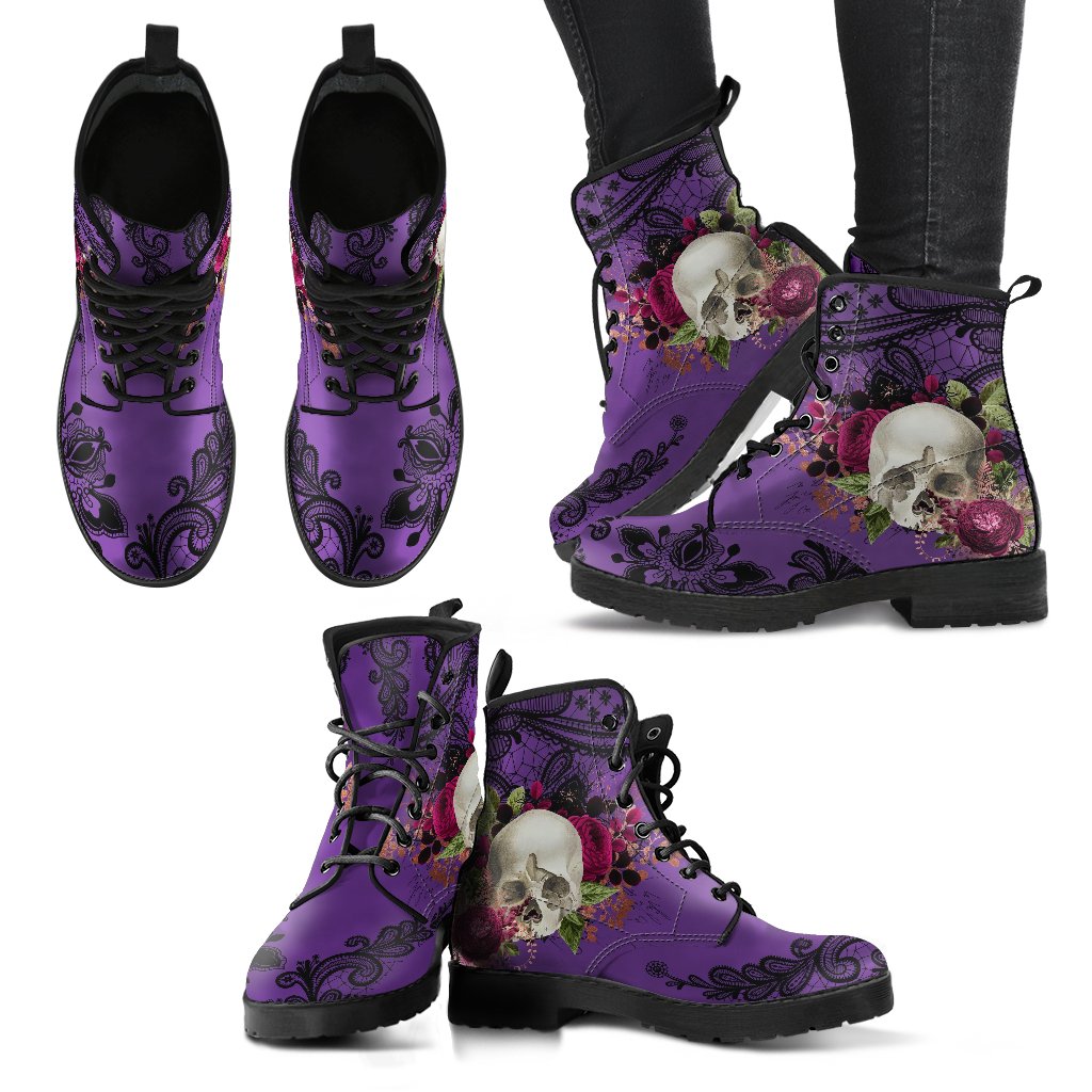 Combat Boots-Gothic Lace Print 103 Goth | ACES INFINITY