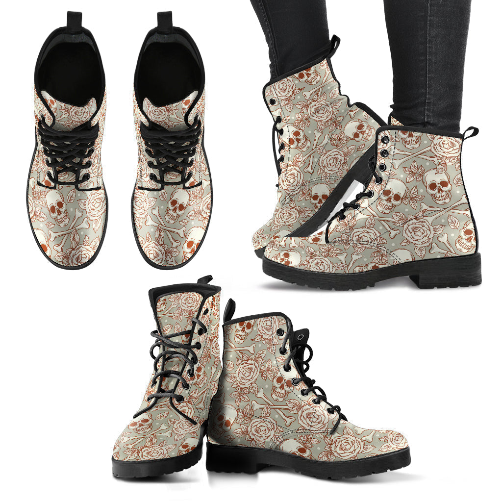 Combat Boots - Gothic Shoes #101 Skulls & Roses | Boho