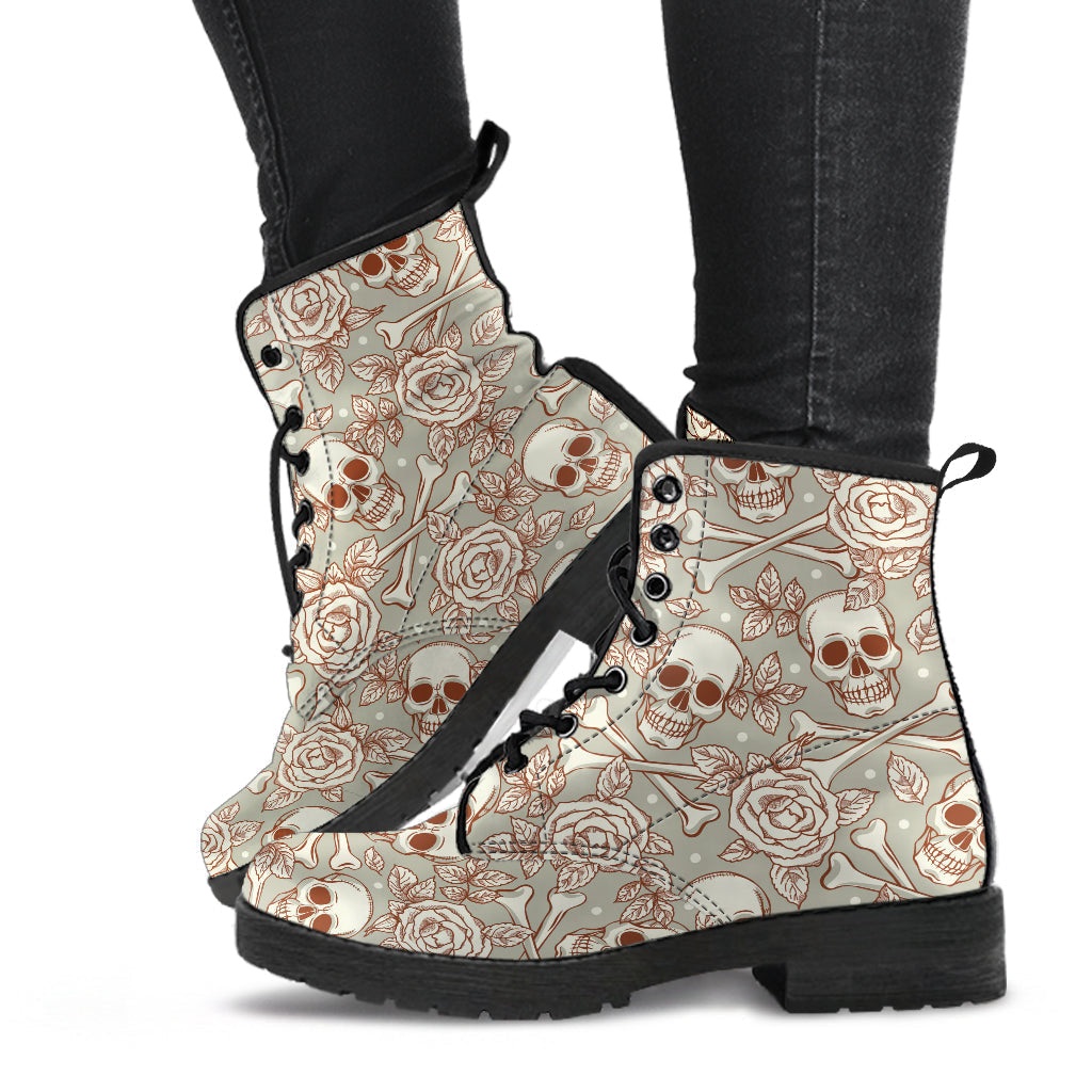 Combat Boots - Gothic Shoes #101 Skulls & Roses | Boho