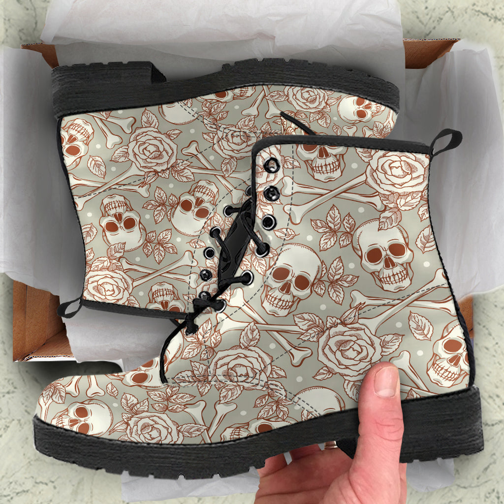 Combat Boots - Gothic Shoes #101 Skulls & Roses | Boho